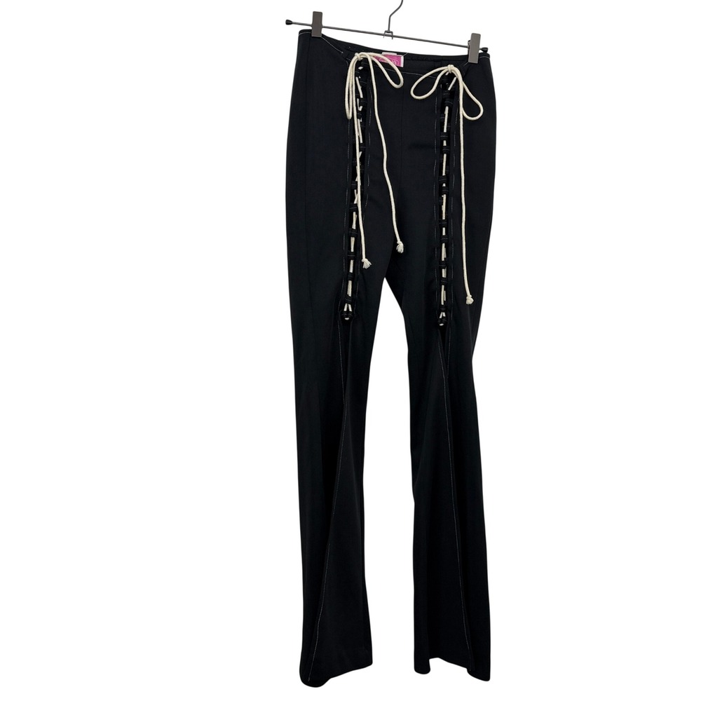 Frederick's of Hollywood Pants Womens 11 Black Lace Up Front Leg Slit Vintage